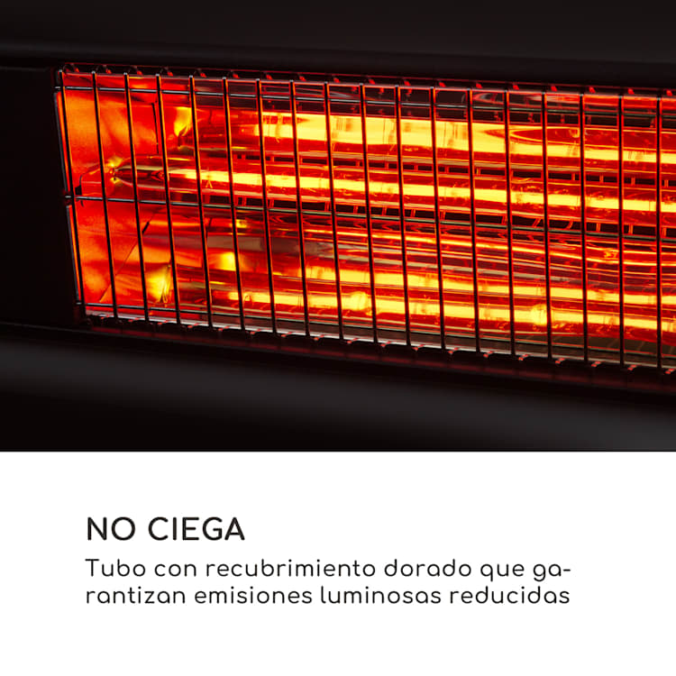 Gold Bar Shine estufa radiante 2.000 W 2 x luces de LED metal negro