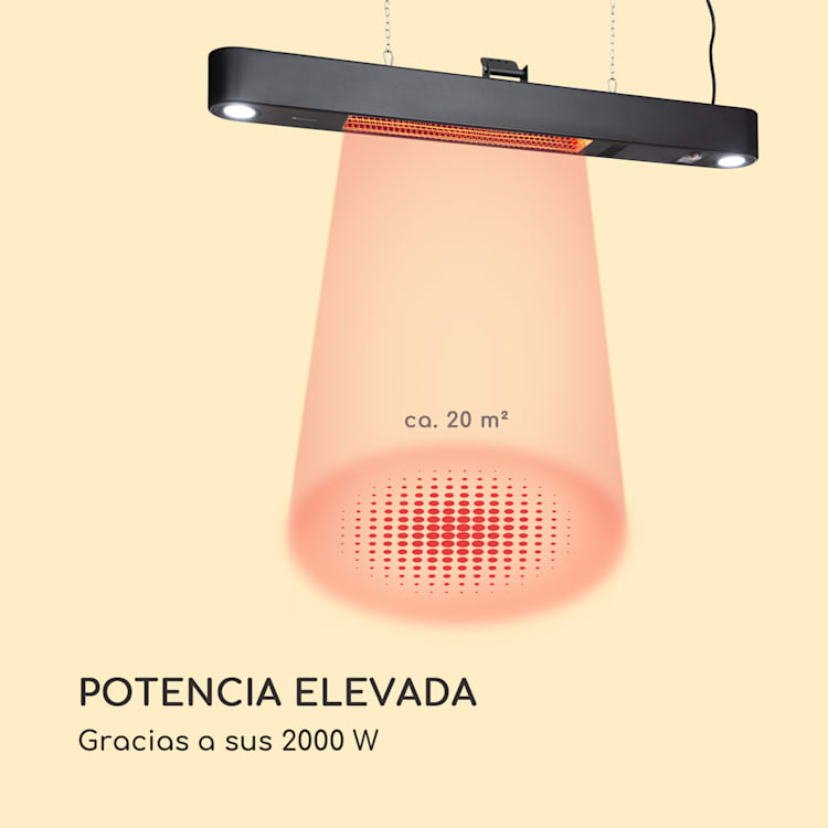Gold Bar Shine estufa radiante 2.000 W 2 x luces de LED metal negro