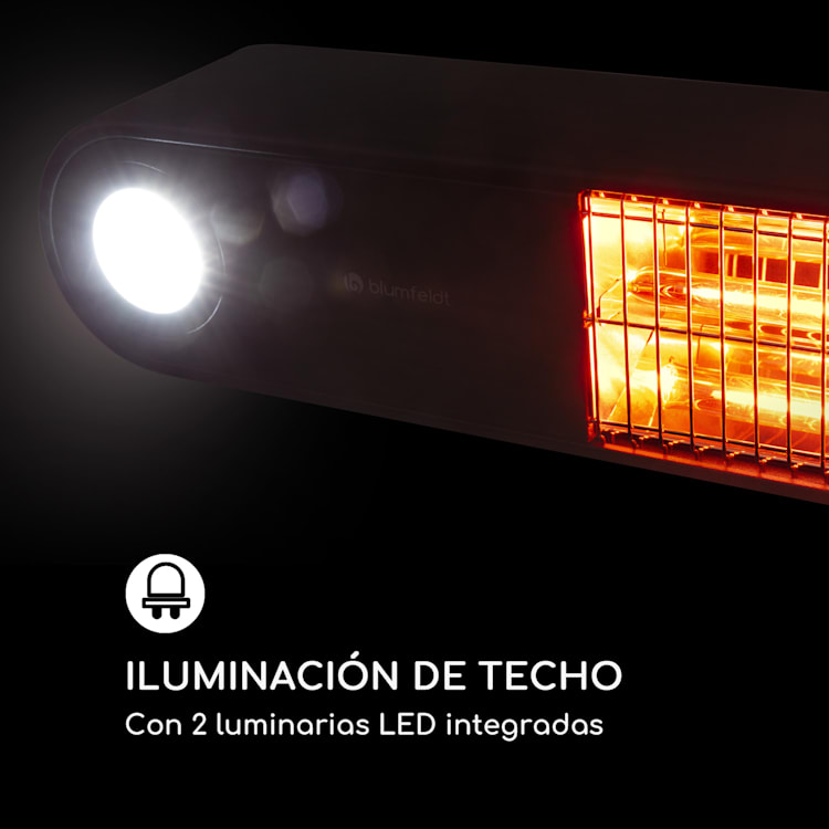 Gold Bar Shine estufa radiante 2.000 W 2 x luces de LED metal negro
