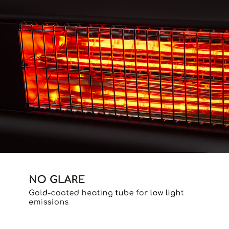 Gold Bar Shine Radiant Heater 2000W 2 x LED Lights Aluminium Black