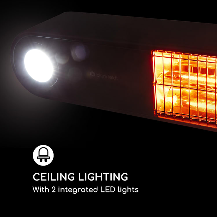Gold Bar Shine Radiant Heater 2000W 2 x LED Lights Aluminium Black