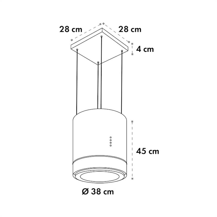 Tron Ambience eilandafzuigkap ø38cm circulatie 540m³/h led zwart Zwart