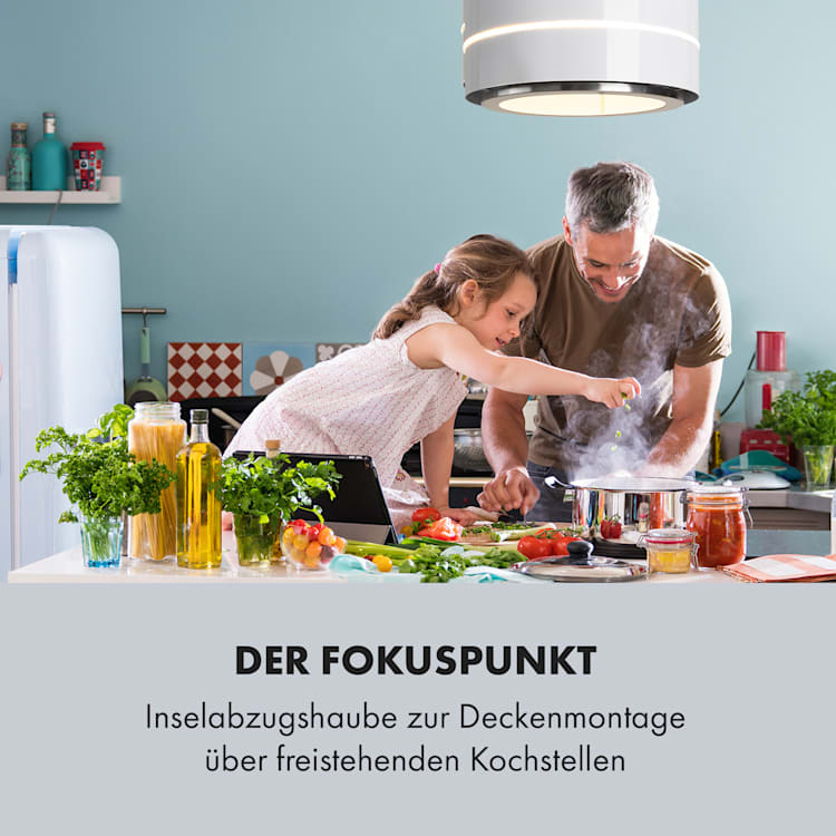 Tron Ambience Inselabzugshaube Ø38cm Umluft 540m³/h LED weiß Weiß