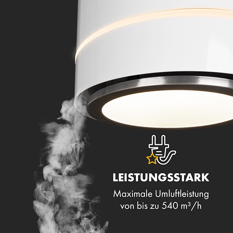 Tron Ambience Inselabzugshaube Ø38cm Umluft 540m³/h LED weiß Weiß