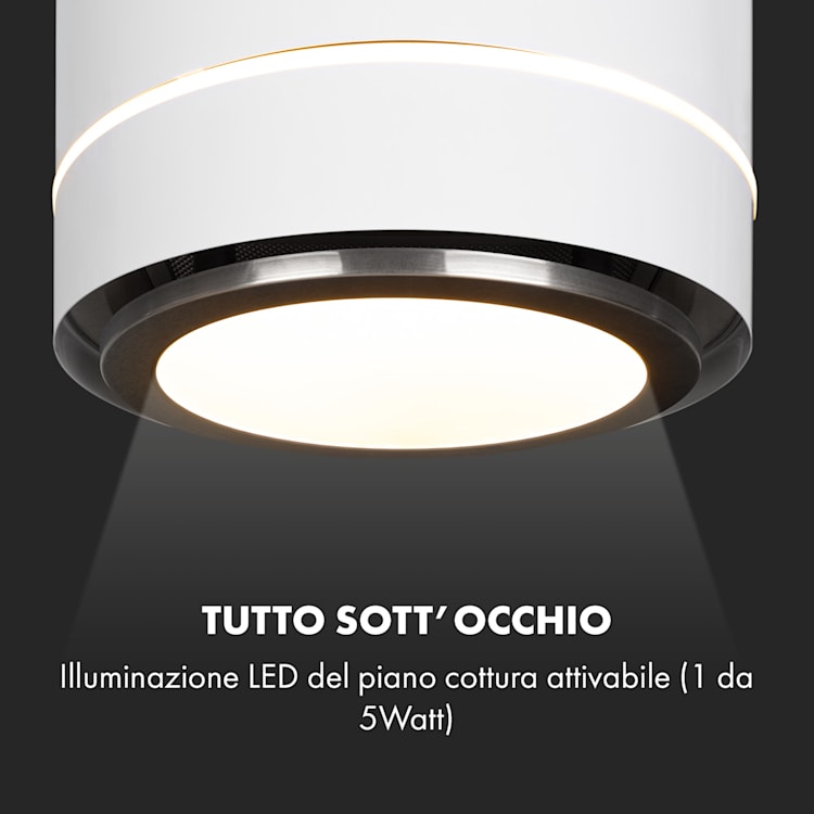 Tron Ambience cappa aspirante a isola Ø38cm ricircolo 540m³/h LED bianco Bianco