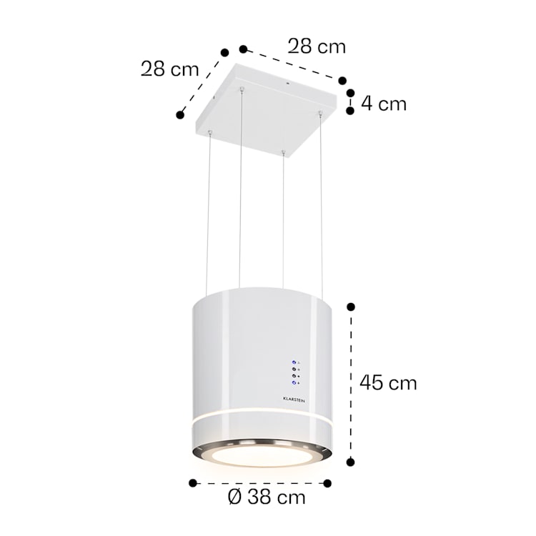 Tron Ambience, hotă de tavan, Ø 38 cm, recirculare 540 m³ / h, LED, alb