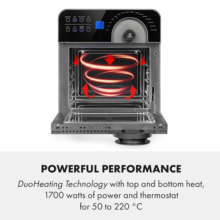 AeroVital Cube Chef Friteuse à air chaud 1700 W 14 litres 16 programmes Chaleur de dessus et de dessous