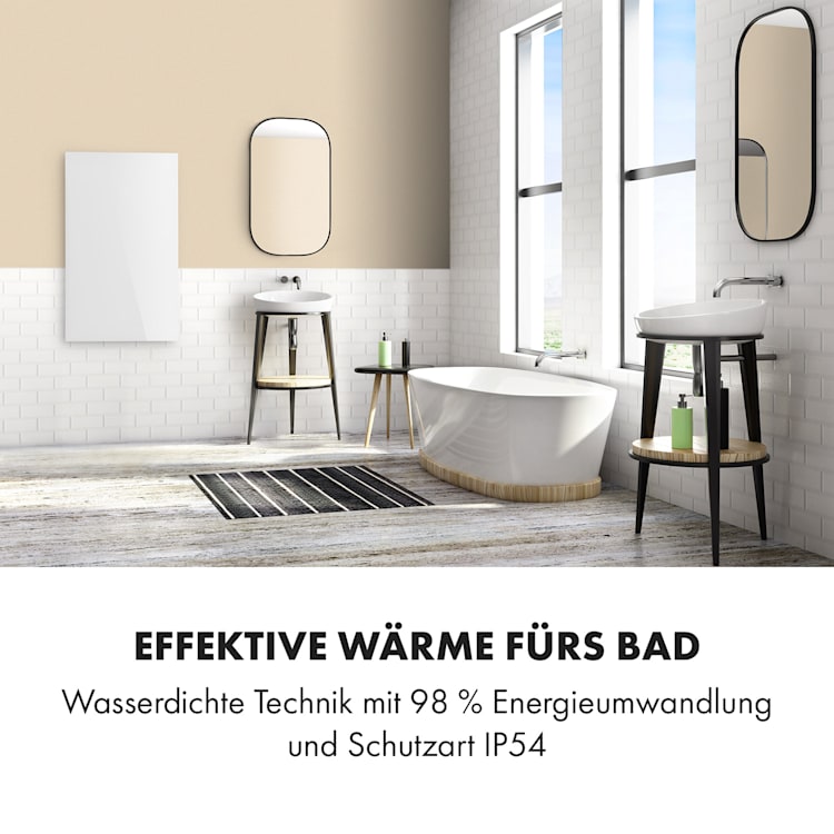 Crystal Wall Infrarotheizung 100x60cm 600W Wochentimer IP54 weiß