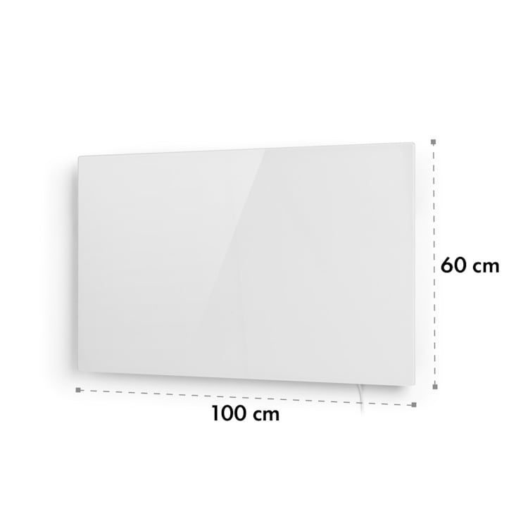 Crystal Wall radiateur infrarouge100x60cm 600W programmateur hebdomadaire IP54 blancblanc