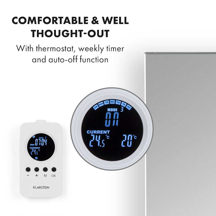 Marvel Mirror Pannello Radiante Infrarossi 360W Timer Settimanale IP54 Specchio Rettangolare