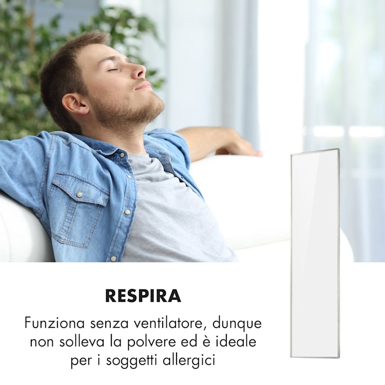 Wonderwall Air 36 - Pannello riscaldante a infrarossi, 120 x 30 cm, 360W, installazione a parete, telecomando 120 x 30 cm