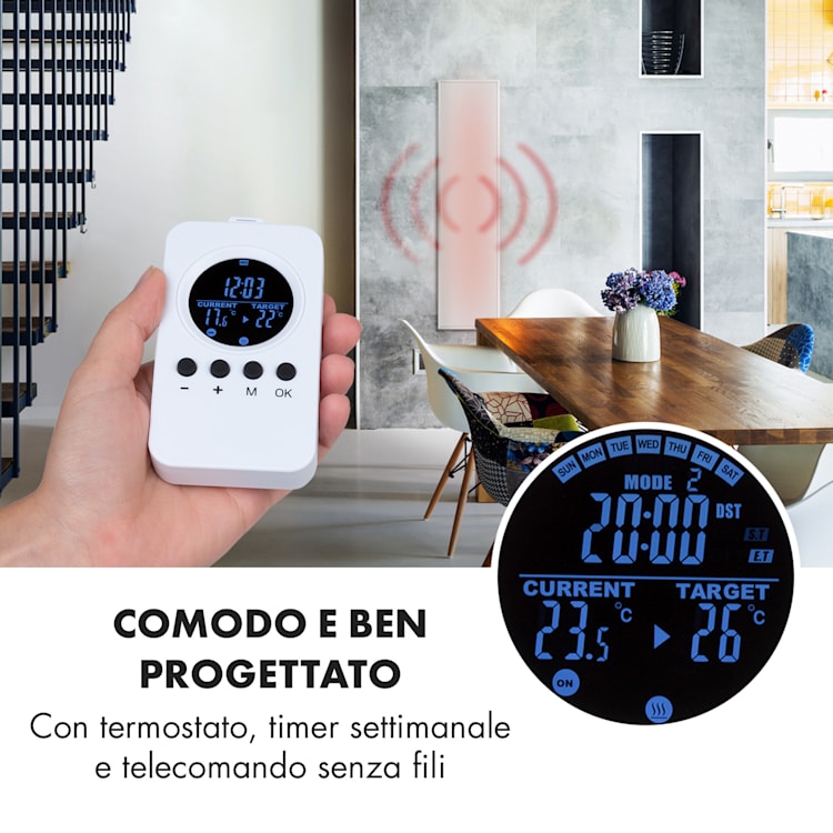 Wonderwall Air 36 - Pannello riscaldante a infrarossi, 120 x 30 cm, 360W, installazione a parete, telecomando 120 x 30 cm