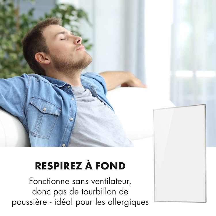 Wonderwall Air 60 radiateur infrarouge 101 x 60 cm 600 W Installation murale Télécommande 101 x 60 cm