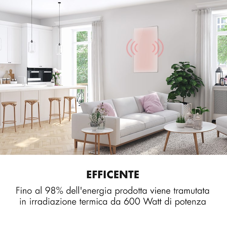 Wonderwall Air 60 - Pannello riscaldante a infrarossi, 101 x 60 cm, 600W, installazione a parete, telecomando 101 x 60 cm