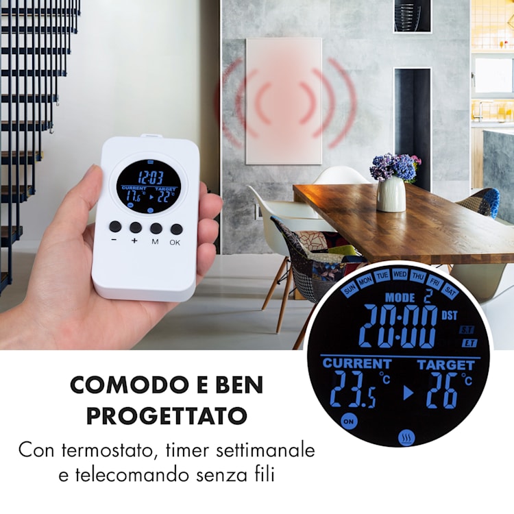 Wonderwall Air 60 - Pannello riscaldante a infrarossi, 101 x 60 cm, 600W, installazione a parete, telecomando 101 x 60 cm
