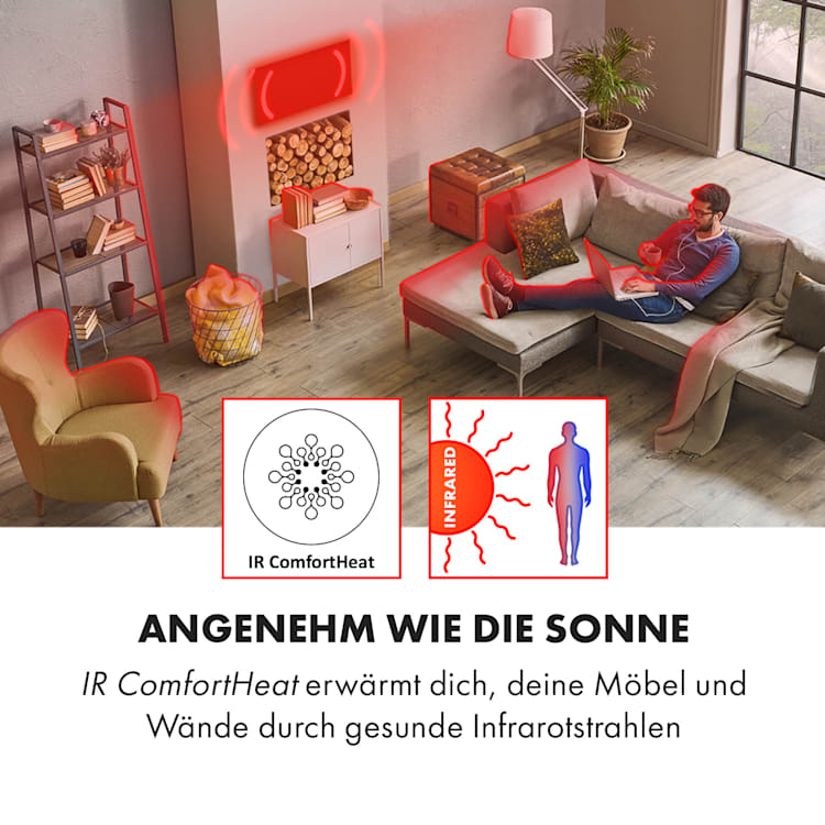 Wonderwall Air 72 Infrarotheizung 120x60cm 720W Wandinstallation Fernbedienung 120 x 60 cm