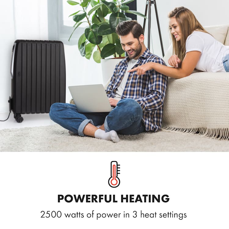 Thermaxx Noir, olejový radiátor, 2500 W, 10-30 °C, 24-hod. časovač, diaľkové ovládanie, čierny