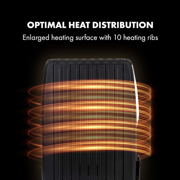 Thermaxx Noir, olejový radiátor, 2500 W, 10-30 °C, 24-hod. časovač, diaľkové ovládanie, čierny