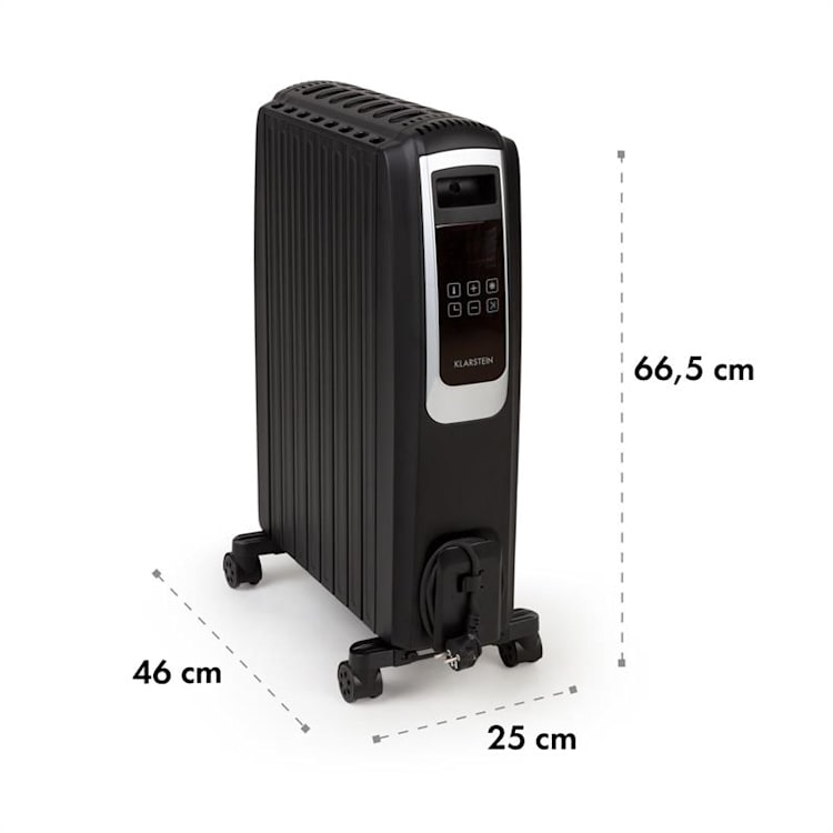 Thermaxx Noir Radiateur à huile 2500W 10-30° C minuterie télécommande