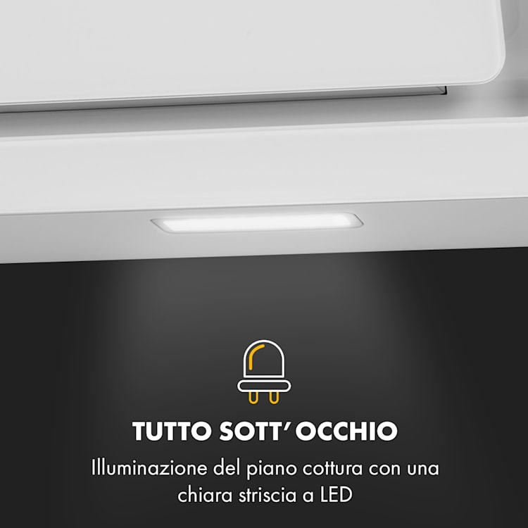 Sofia 90 Cappa Aspirante 300 m³/h Touch-Control Frontale in Vetro bianco