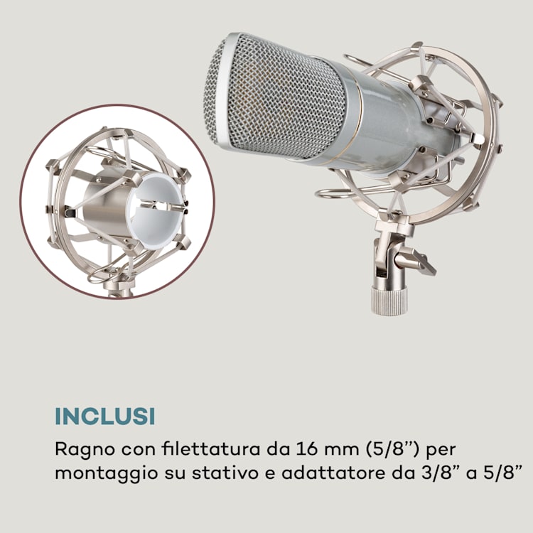 MIC-920 USB microfono a condensatore USB uscita cuffie Plug & Play argento Argento