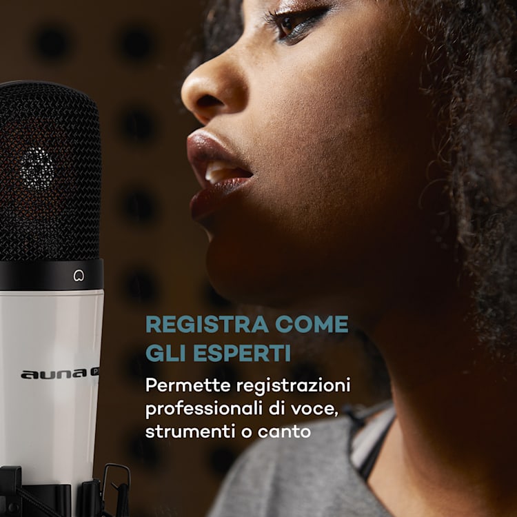 MIC-920 USB microfono a condensatore USB uscita cuffie Plug & Play bianco Bianco