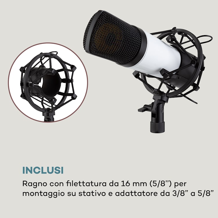 MIC-920 USB microfono a condensatore USB uscita cuffie Plug & Play bianco Bianco