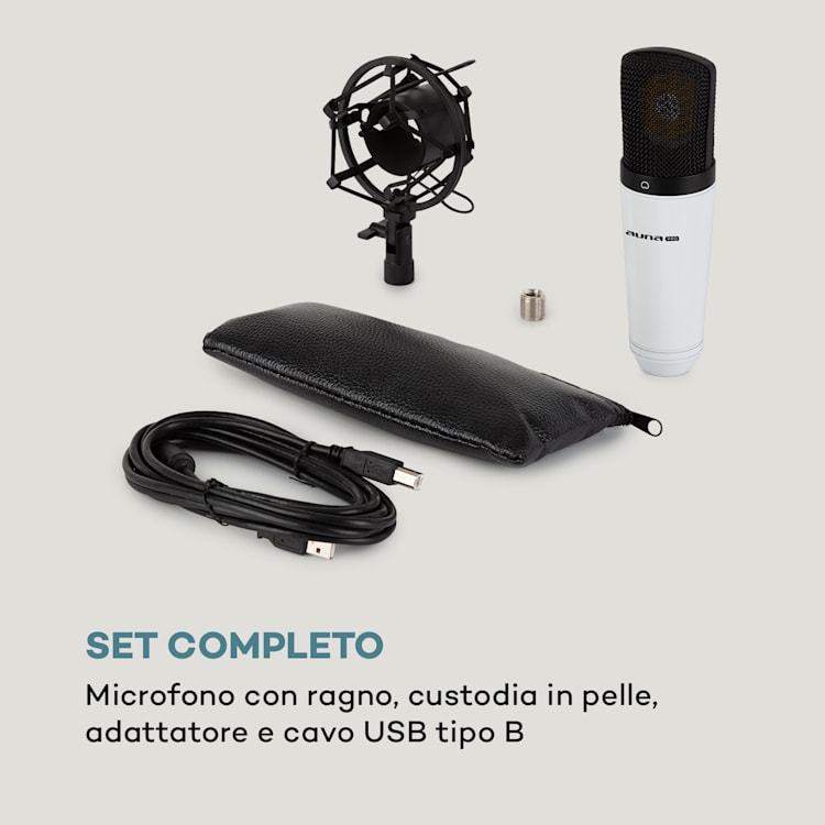 MIC-920 USB microfono a condensatore USB uscita cuffie Plug & Play bianco Bianco