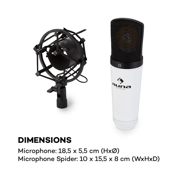 MIC-920 USB microfono a condensatore USB uscita cuffie Plug & Play bianco Bianco