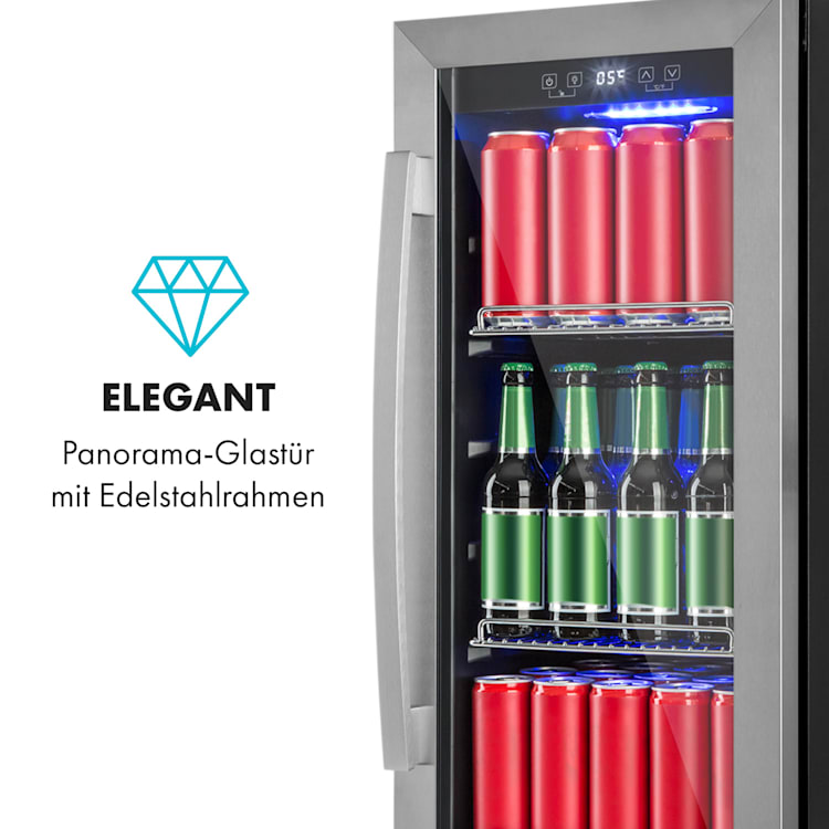 Beerlager 86 Getränkekühlschrank 86l 33 Fl. Glastür Touch-Bedienfeld Edelstahl 86 Ltr