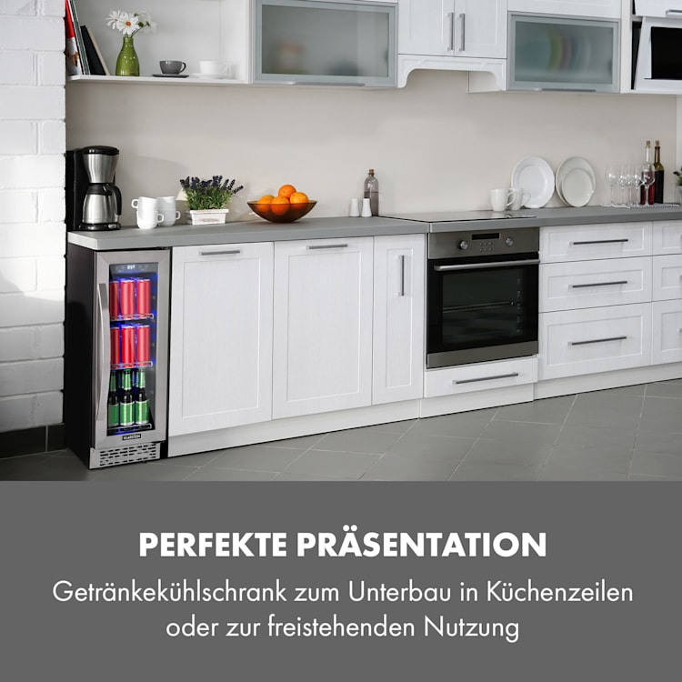 Beerlager 56 Getränkekühlschrank 56l 20 Fl. Glastür Touch-Bedienfeld Edelstah 56 Ltr