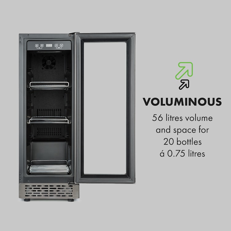 Beerlager 56, chladnička na nápoje, 56 l, 20 fliaš, energetická trieda G, ušľachtilá oceľ, čierna 56 Ltr