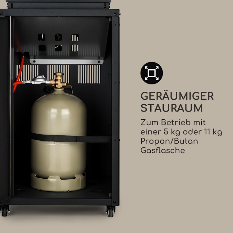 Flagranti Gasheizstrahler 8kW Gasflasche bis 11kg Edelstahl schwarz