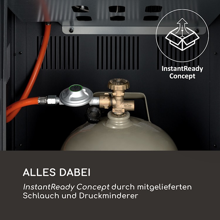 Flagranti Gasheizstrahler 8kW Gasflasche bis 11kg Edelstahl schwarz
