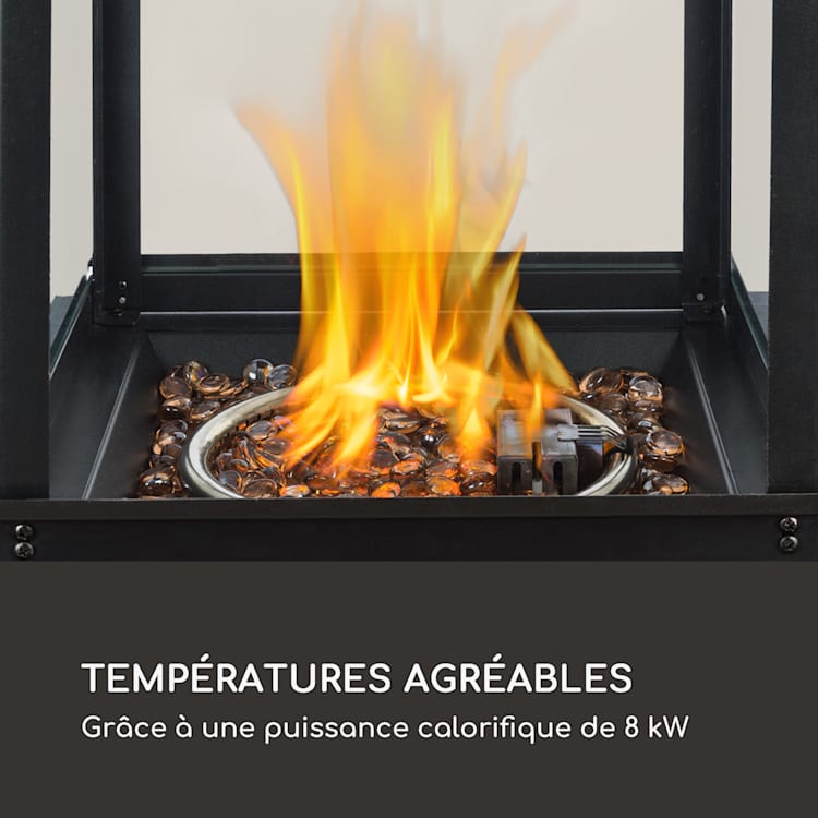 Flagranti gasverwarming 8 kW gasfles tot 11 kg rvs zwart