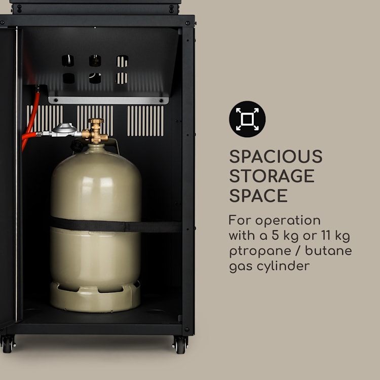 Flagranti gasverwarming 8 kW gasfles tot 11 kg rvs zwart