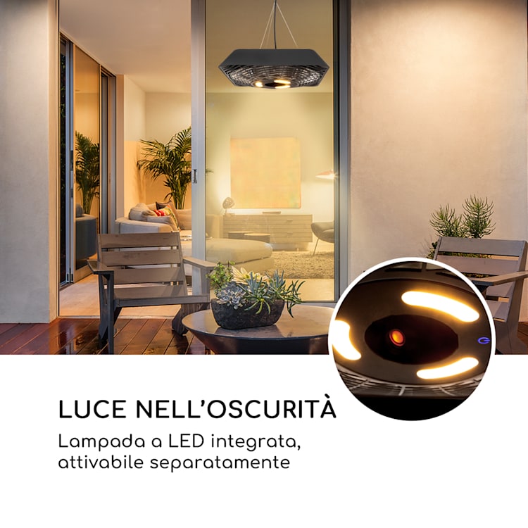 Heat Square Slim Radiatore di Calore 2000W IR ComfortHeat IP24 LED