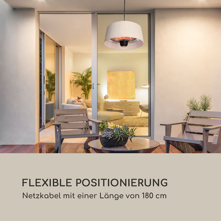 Venice Heat Terrassenheizstrahler 800/1000/1800W Fernbedienung weiß Weiß