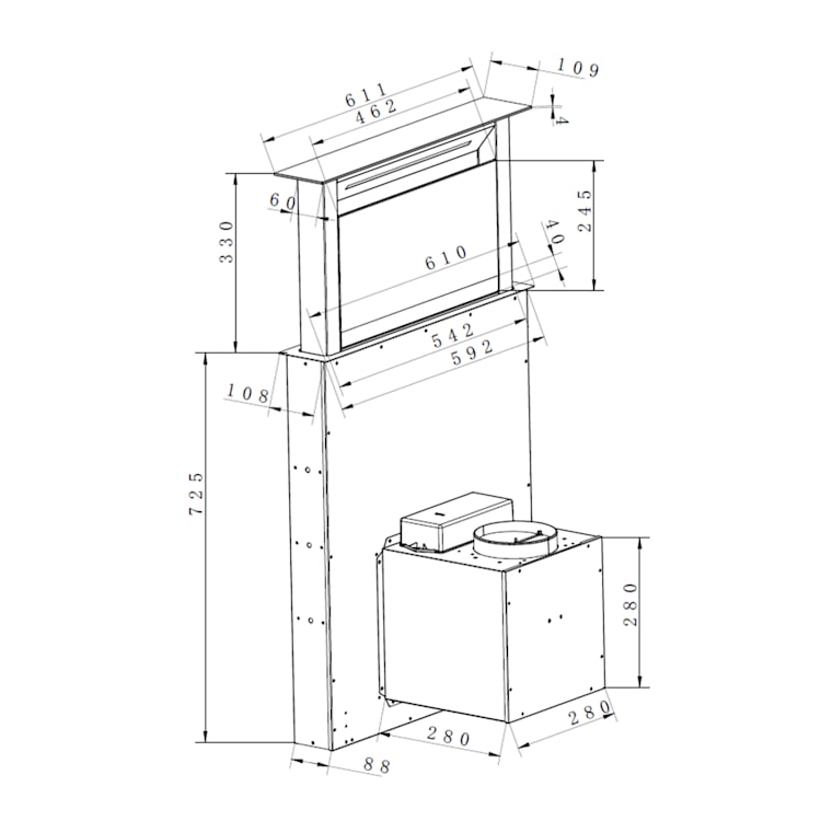 Royal Flush Eco Dunstabzugshaube 60 cm 576 m³/h A+ 60 cm | Weiß