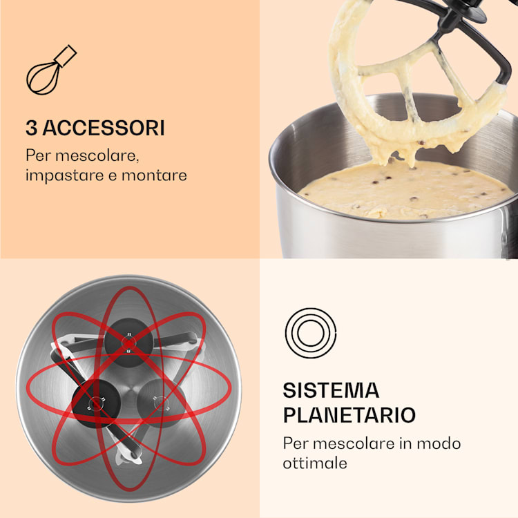 Bella Elegance Robot da cucina 2000 W/2,7 CV 5,2 litri acciaio inox senza BPA Nero