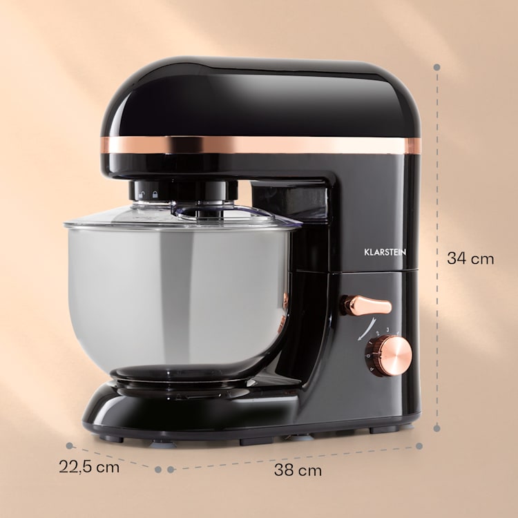 Bella Elegance Küchenmaschine 2000 W 2,7 PS 5,2 Ltr Edelstahl BPA-frei Schwarz