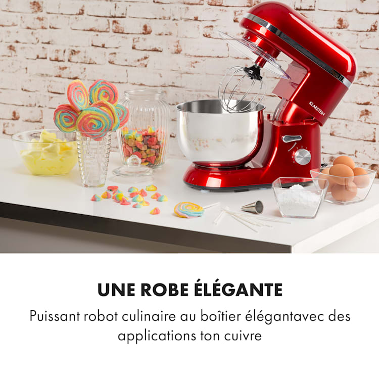 Bella Elegance Robot culinaire 2000 W / 2,7 ch 5,2 l Acier inoxydable sans BPA Rouge