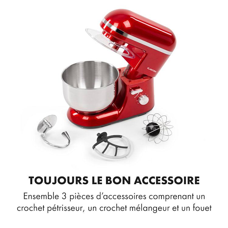 Bella Elegance Robot culinaire 2000 W / 2,7 ch 5,2 l Acier inoxydable sans BPA Rouge
