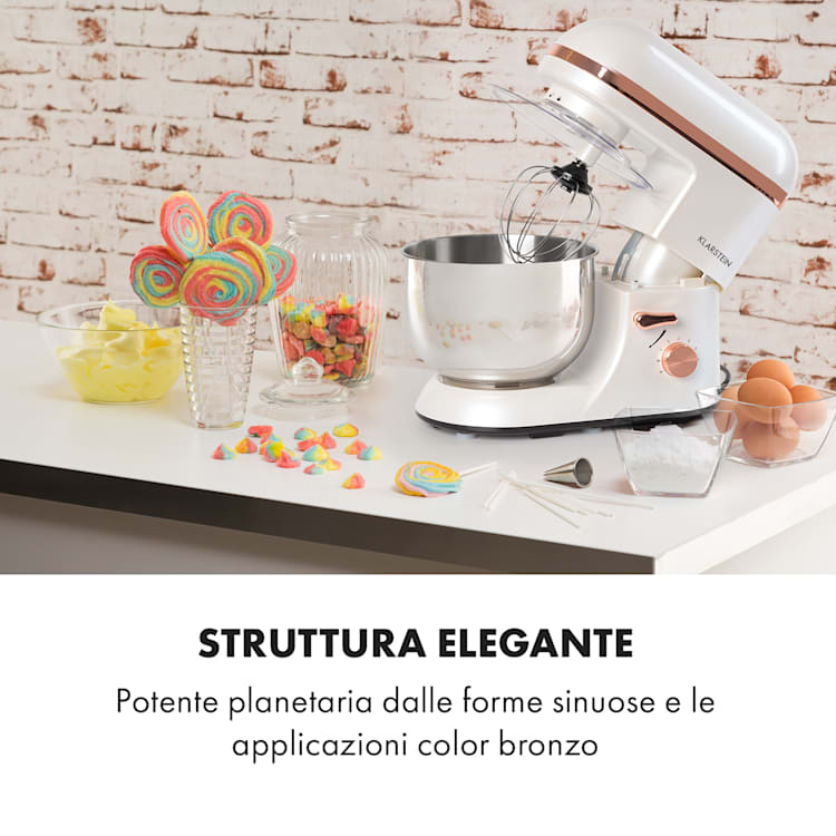 Bella Elegance Robot da cucina 2000 W/2,7 CV 5,2 litri acciaio inox senza BPA Bianco