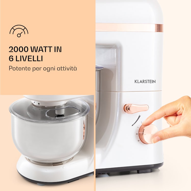 Bella Elegance Robot da cucina 2000 W/2,7 CV 5,2 litri acciaio inox senza BPA Bianco