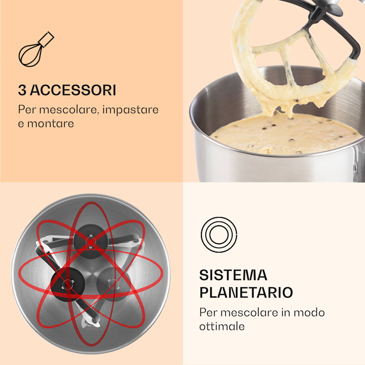 Bella Elegance Robot da cucina 2000 W/2,7 CV 5,2 litri acciaio inox senza BPA Bianco