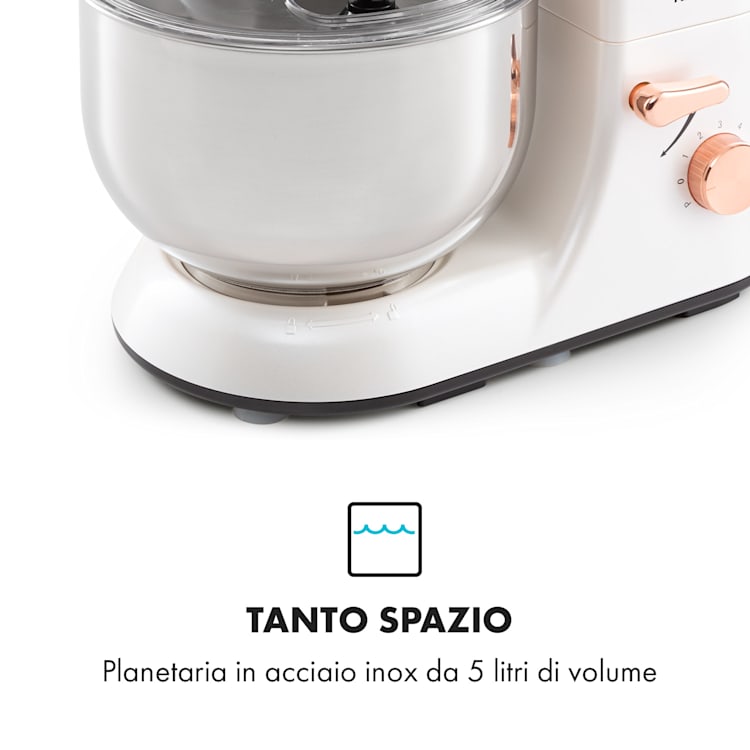 Bella Elegance Robot da cucina 2000 W/2,7 CV 5,2 litri acciaio inox senza BPA Bianco