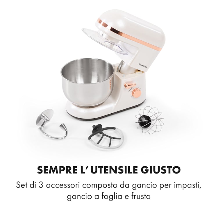 Bella Elegance Robot da cucina 2000 W/2,7 CV 5,2 litri acciaio inox senza BPA Bianco