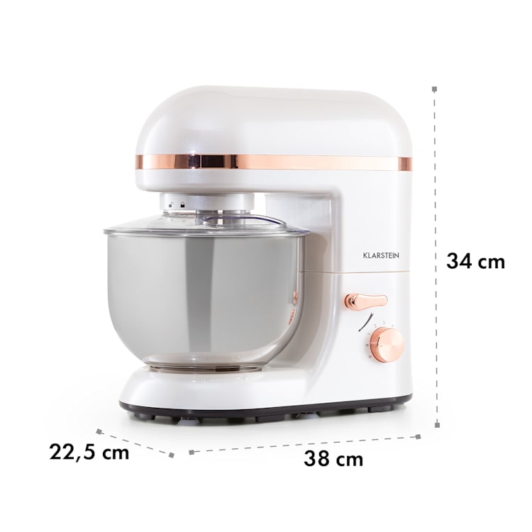 Bella Elegance Küchenmaschine 2000W/2,7PS/5,2 Ltr Edelstahl BPA-frei Weiß