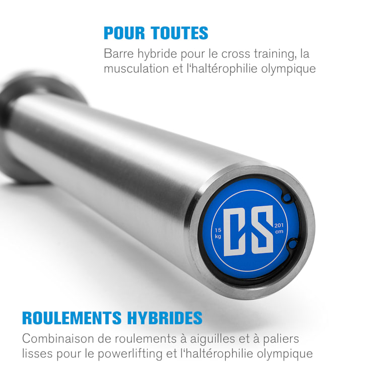 Hybrid Women Haltère long pour femme barre olympique 50 mm 650 kg Hybrid Women
